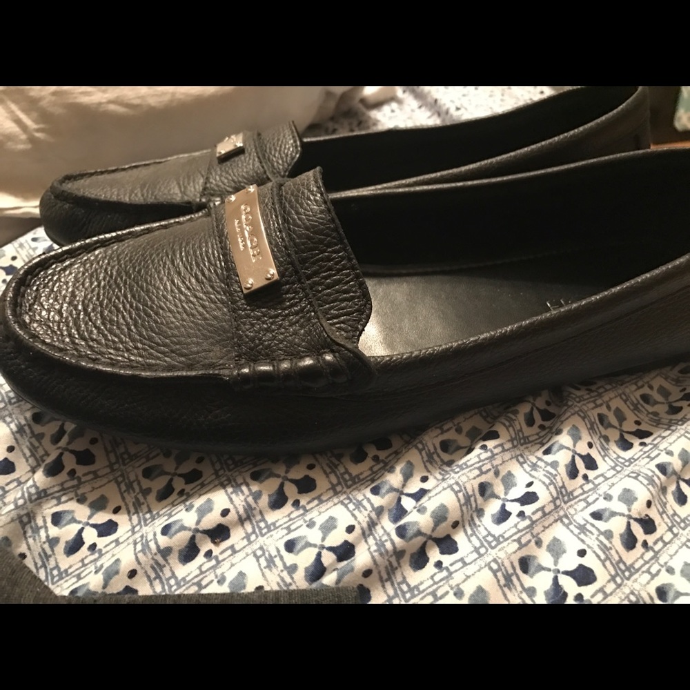 Black leather Coach Loafers